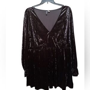 Divided H&M 3X Black velvet Long Sleeve Top/Mini dress